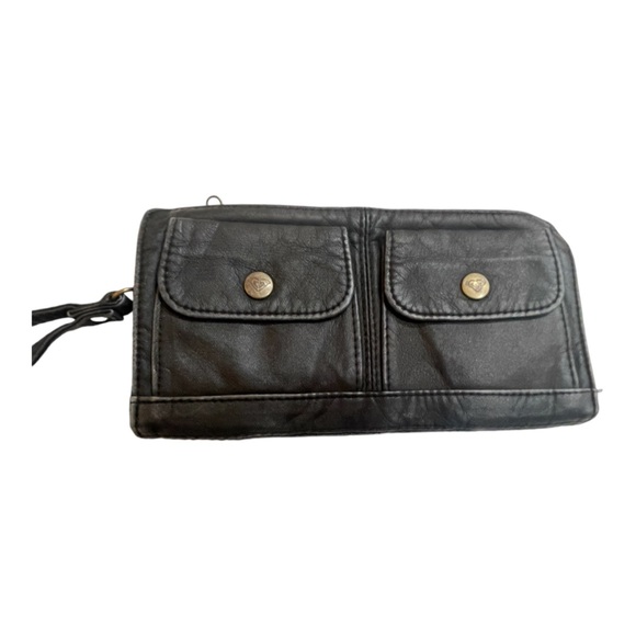 **NWT** Roxy Vintage Faux Leather Black Wristlet Wrap Around Wallet,Zipper Beach - Picture 2 of 8